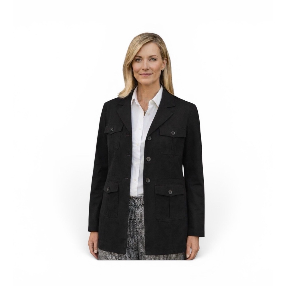 Lauren Ralph Lauren Women's Black Utility Jacket Size 6 4 Pocket Safari Coat